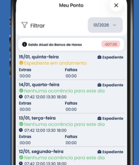 Aplicativo Meu RH com o espelho de ponto do colaborador